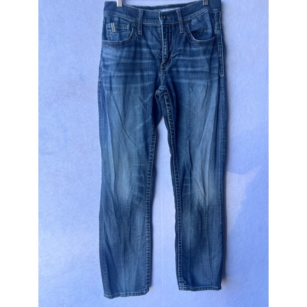 BKE Jake Straight Leg Jeans Mens 29L Medium Wash Embroidered Denim